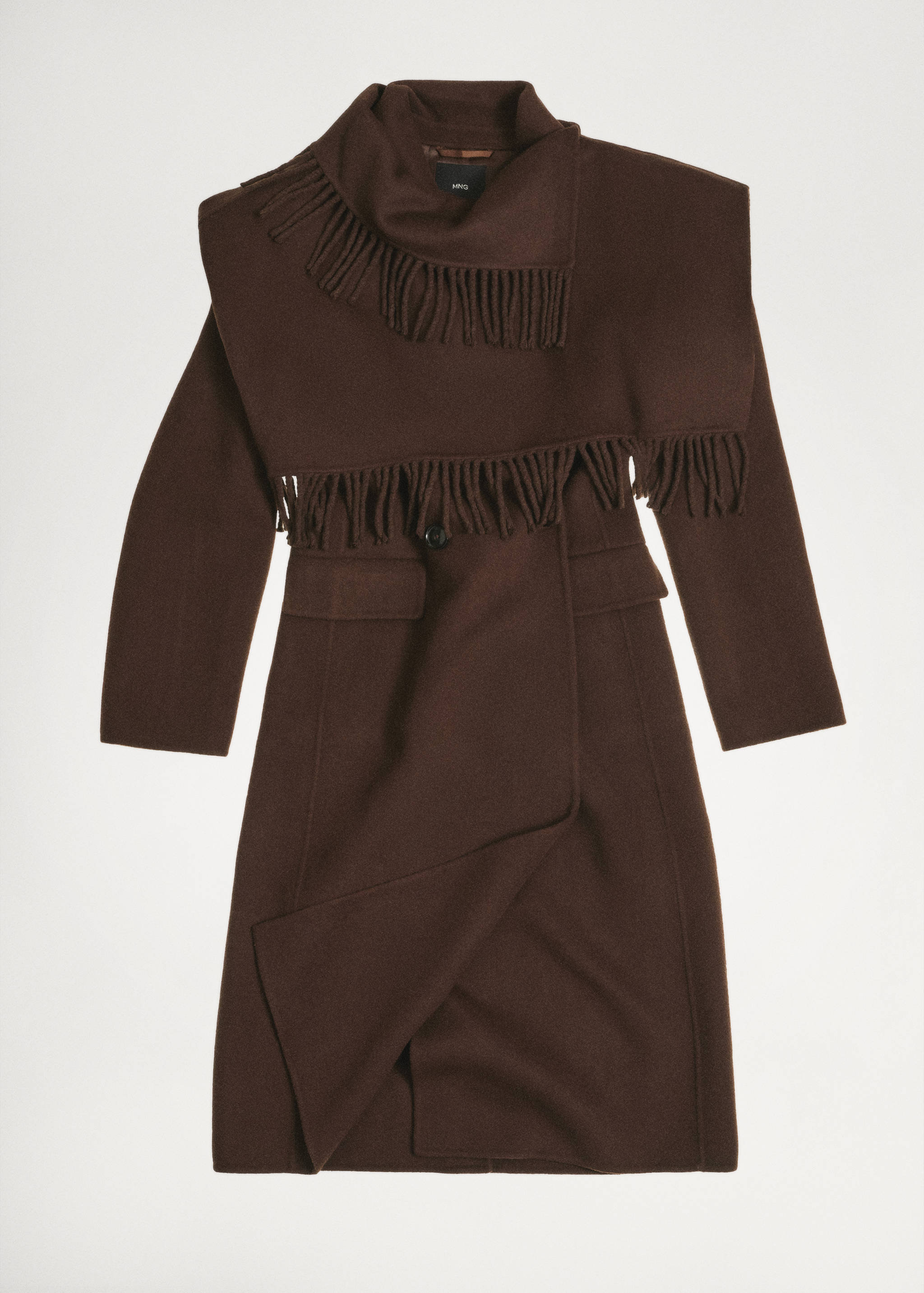 Wool coat with fringed scarf - Details of the article 7