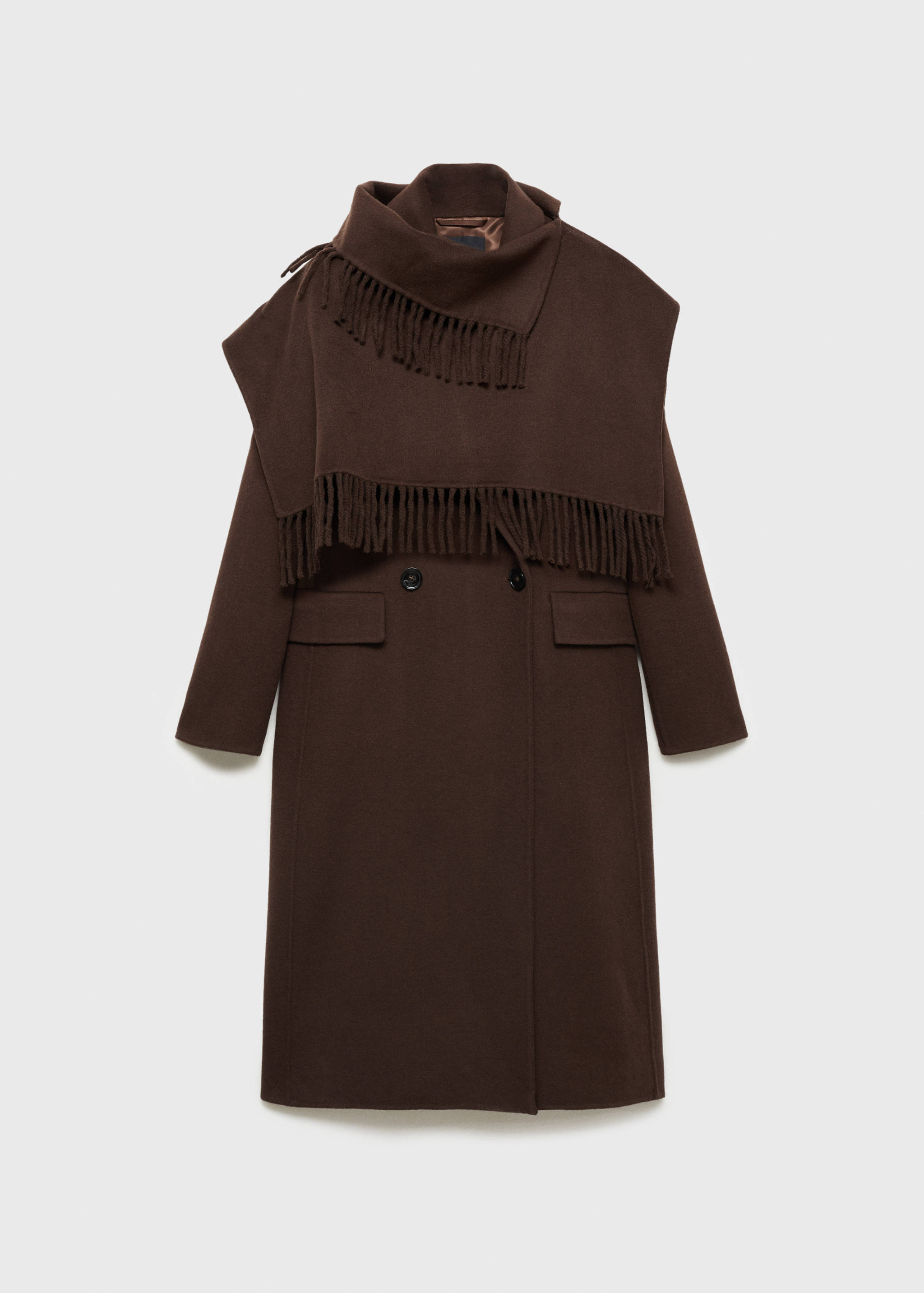 Wool coat with fringed scarf - Details of the article 8
