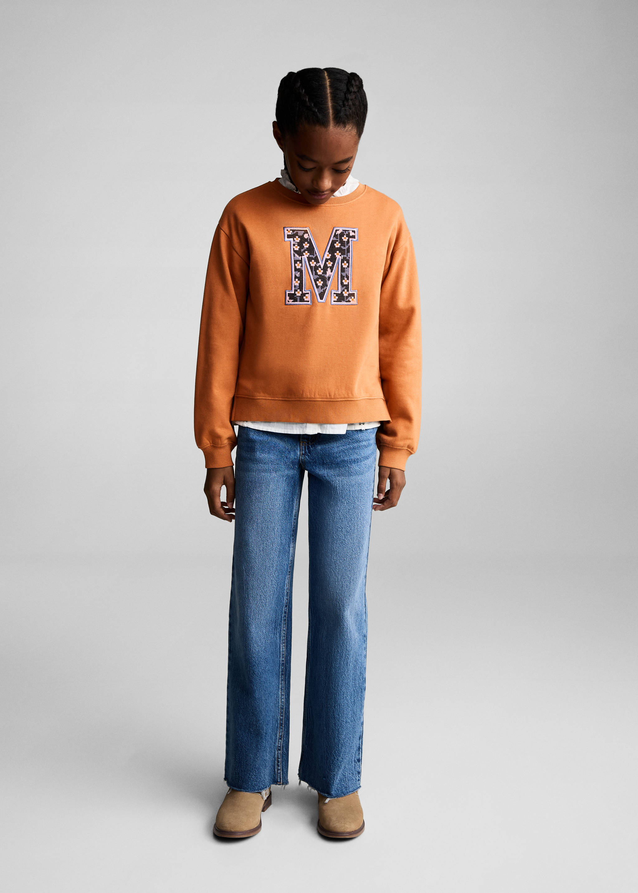 Sweat-shirt coton détails brodés - Plan général