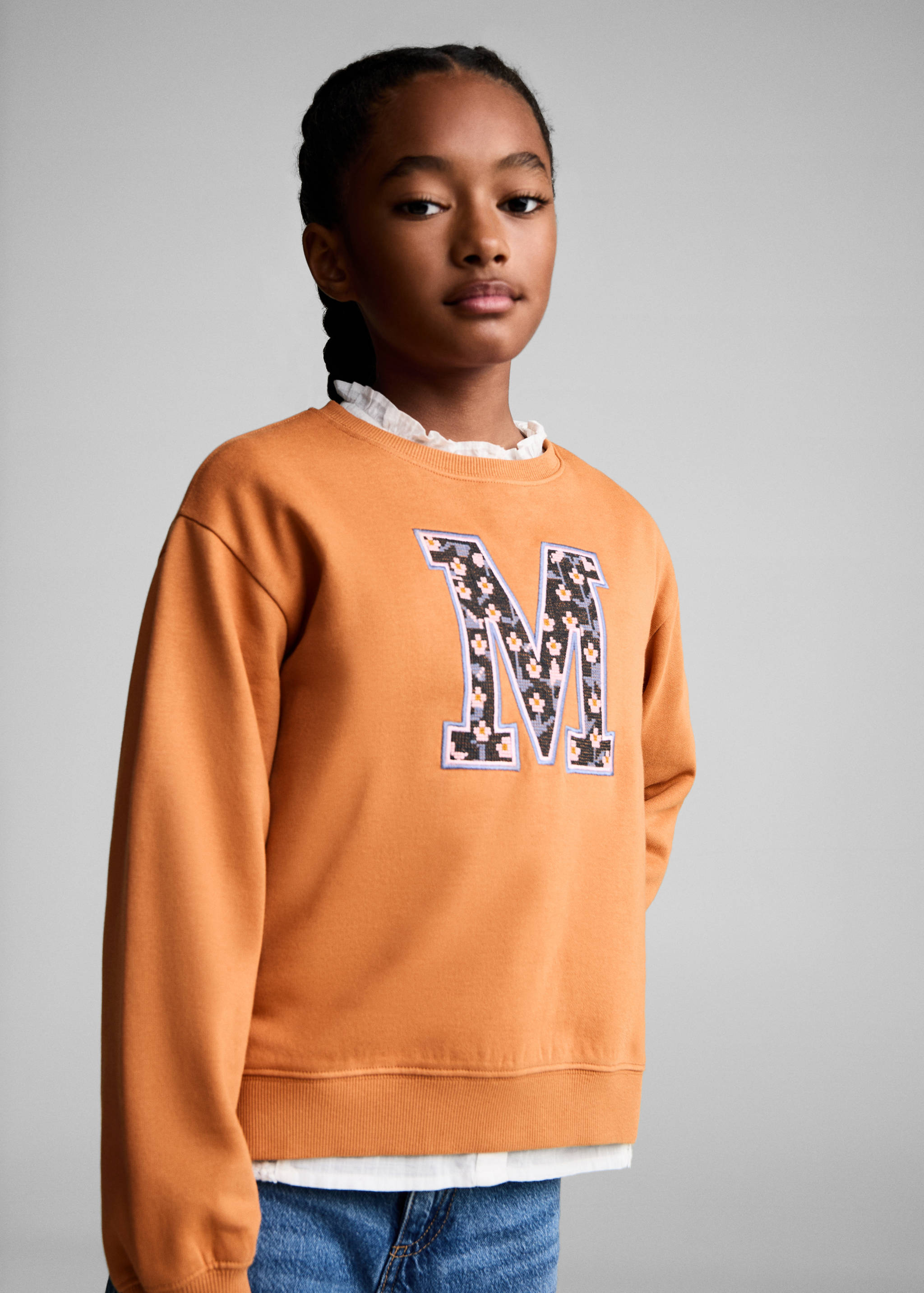 Sweat-shirt coton détails brodés - Plan moyen