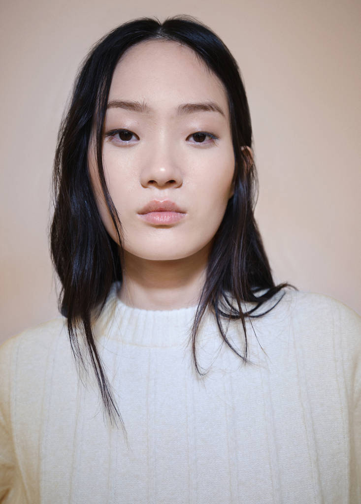 Knitted sweater with perkins neck — Ecru