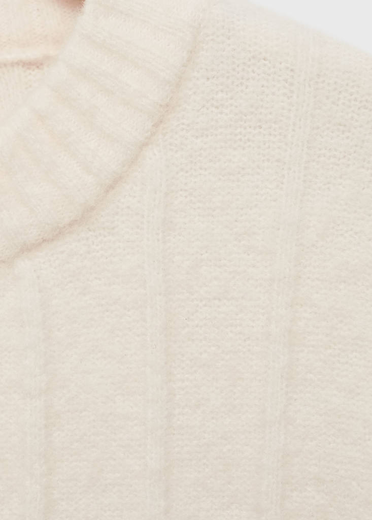 Knitted sweater with perkins neck — Ecru