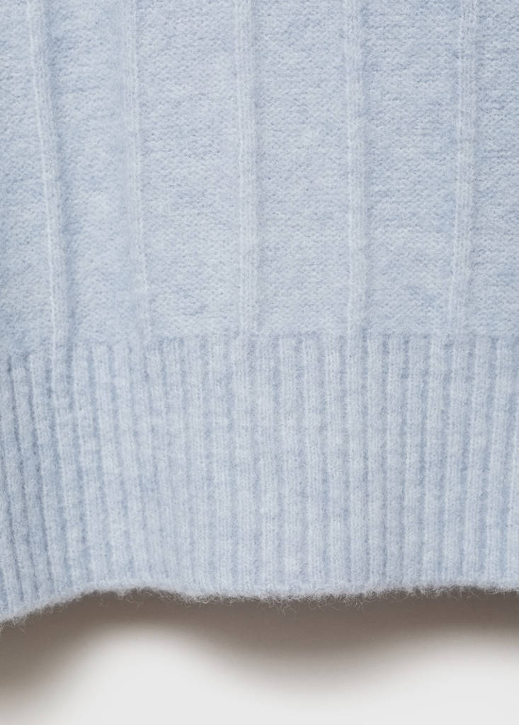 Knitted sweater with perkins neck — Sky Blue