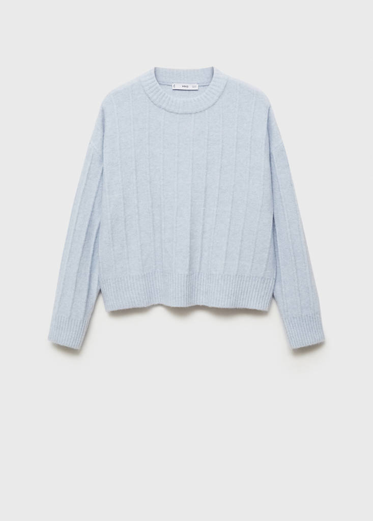 Knitted sweater with perkins neck — Sky Blue