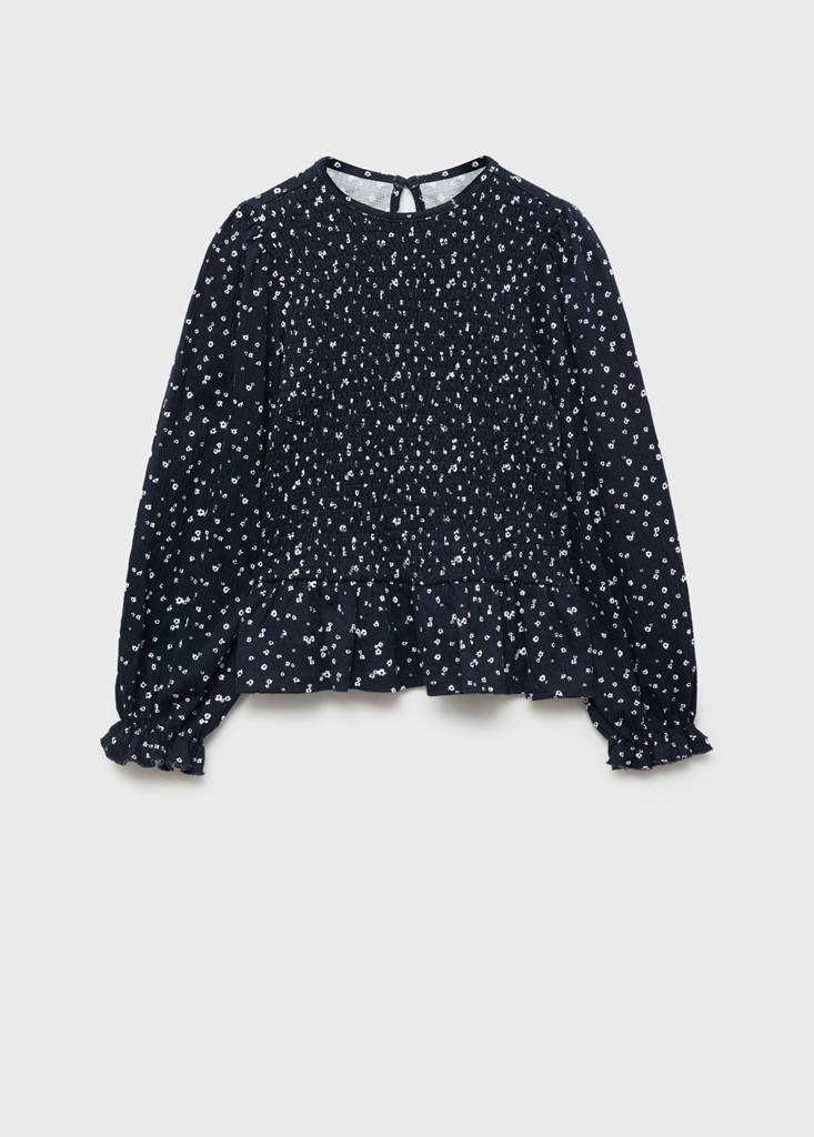 MANGO KIDS - Blouse fluide imprimée bleu marine foncé - 9-10 ans - Fille