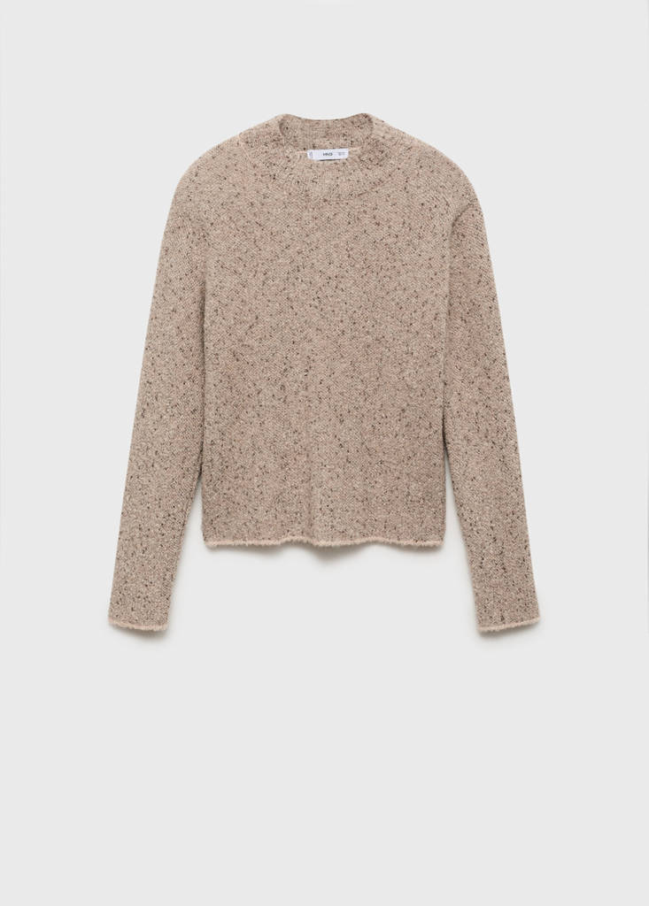 Rib-knit sweater with perkins neck — Light/Pastel Grey