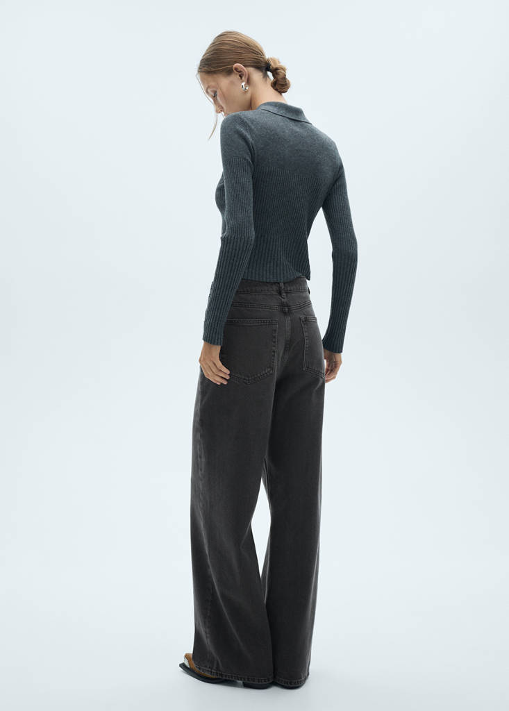 Low-rise loose-fit wide leg jeans — Black denim