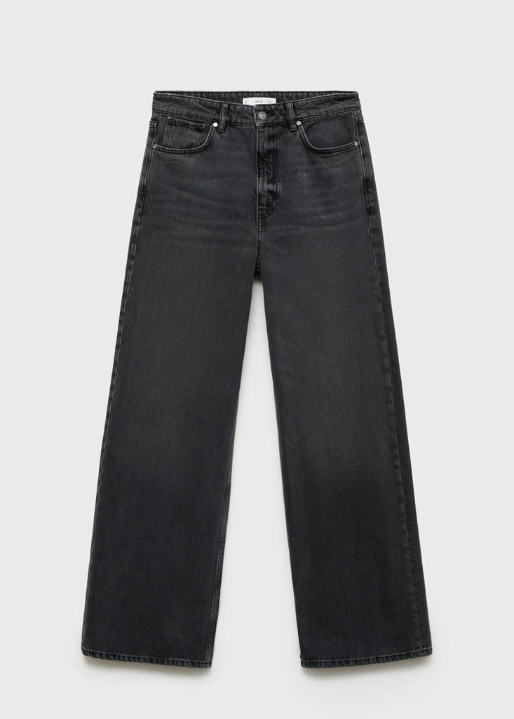 Low-rise loose-fit wide leg jeans — Black denim