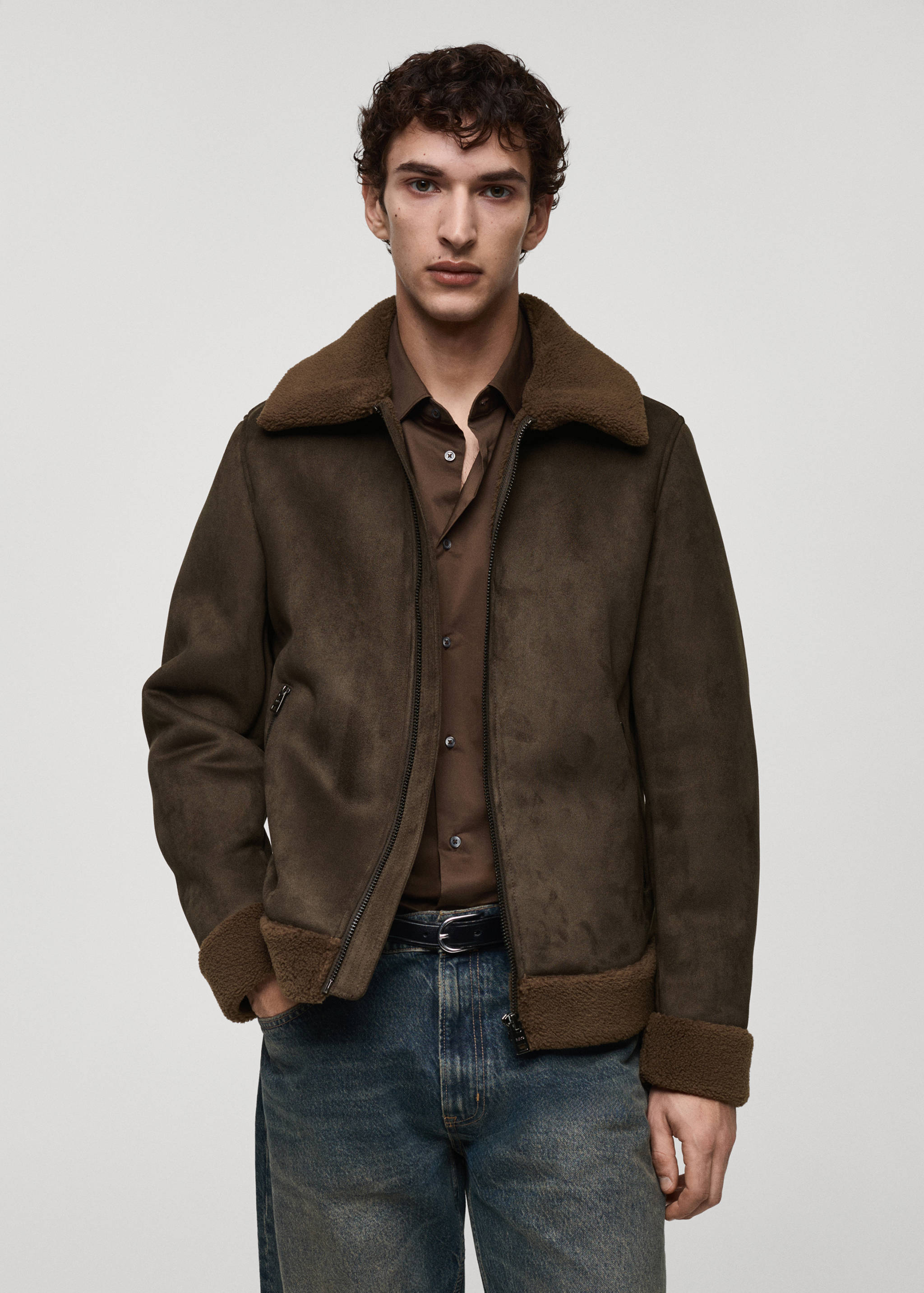 Jacket with shearling-effect lining - Medium plane