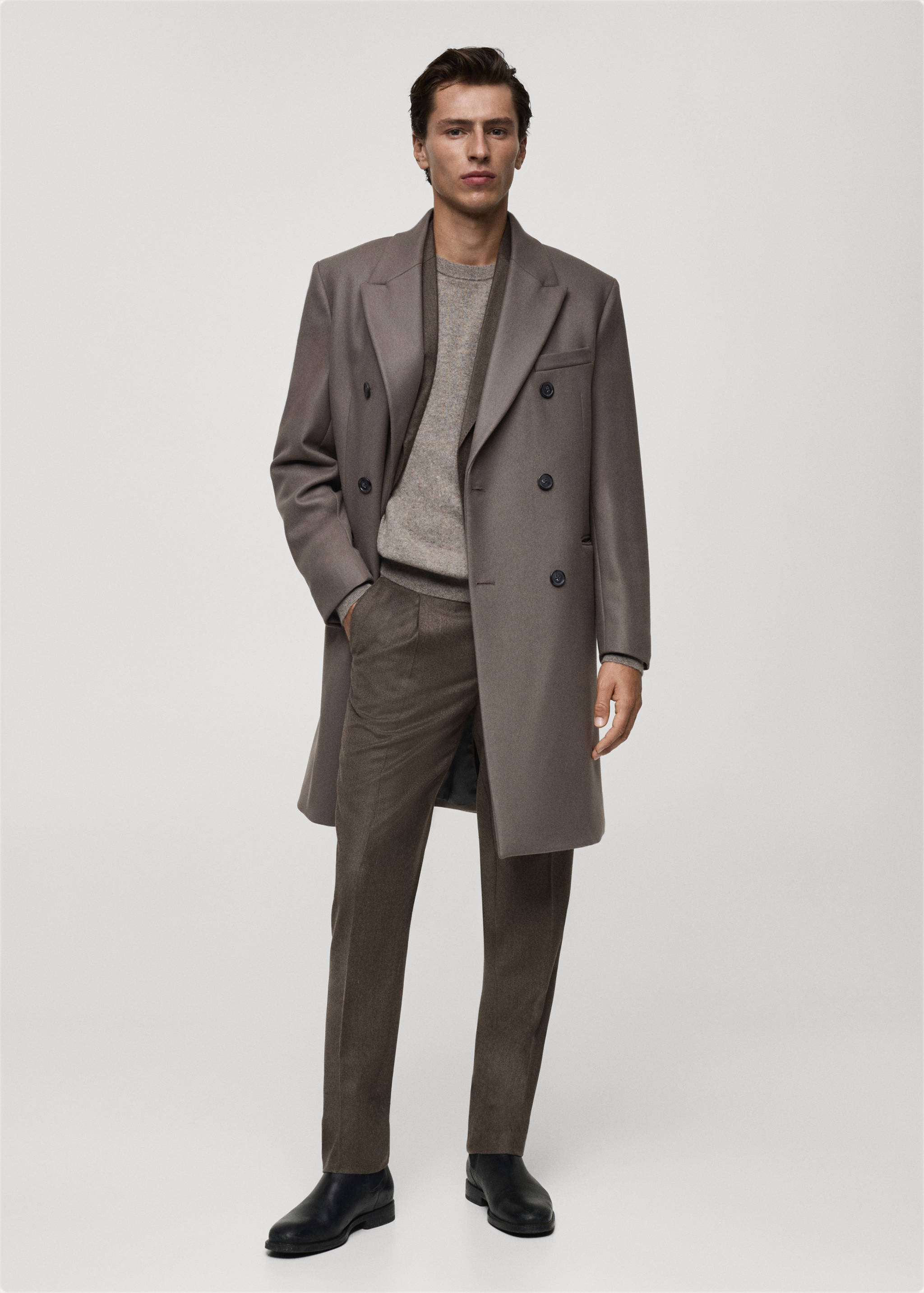 Manteau croisé 100 % laine italienne - Plan général