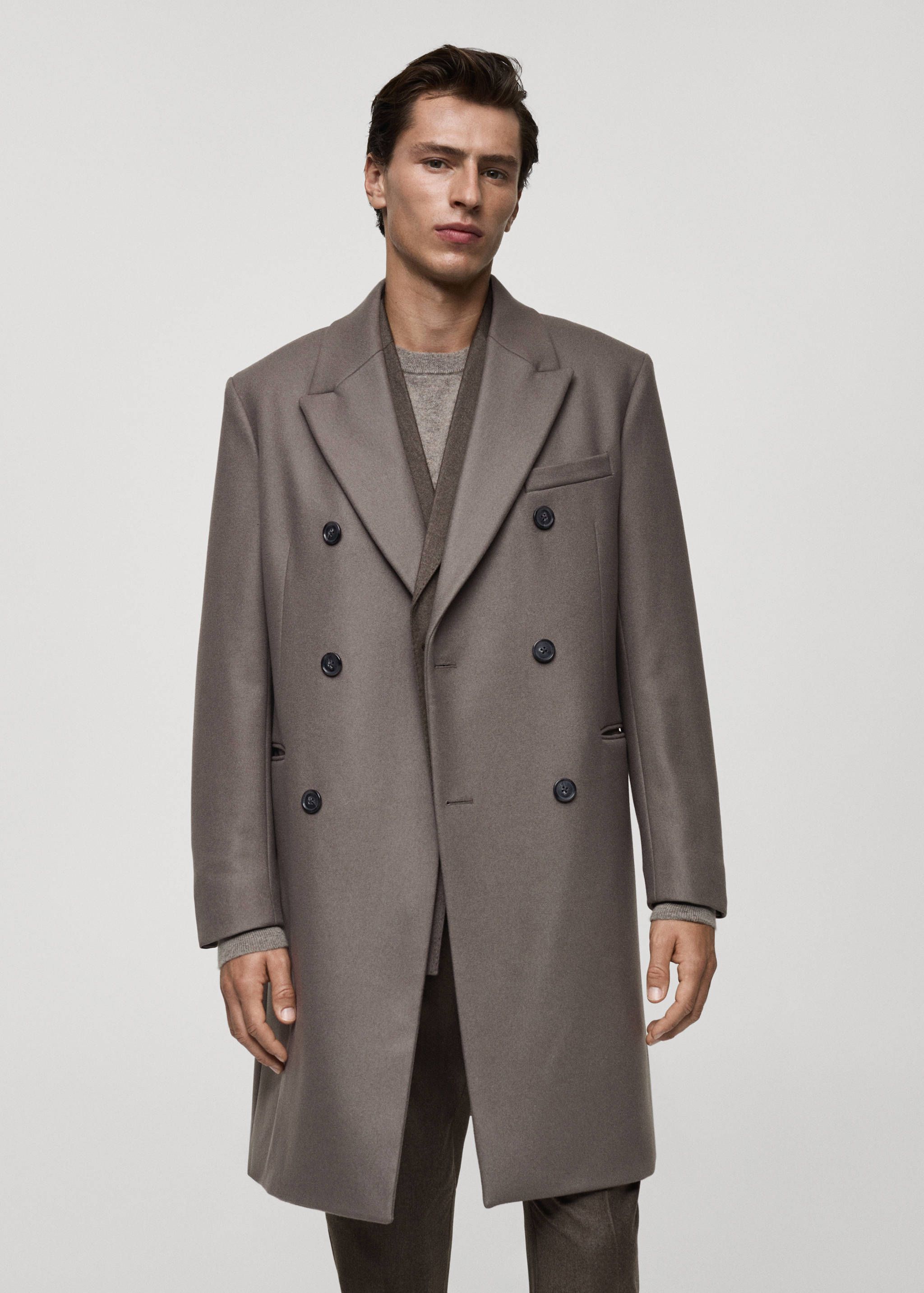 Manteau croisé 100 % laine italienne - Plan moyen