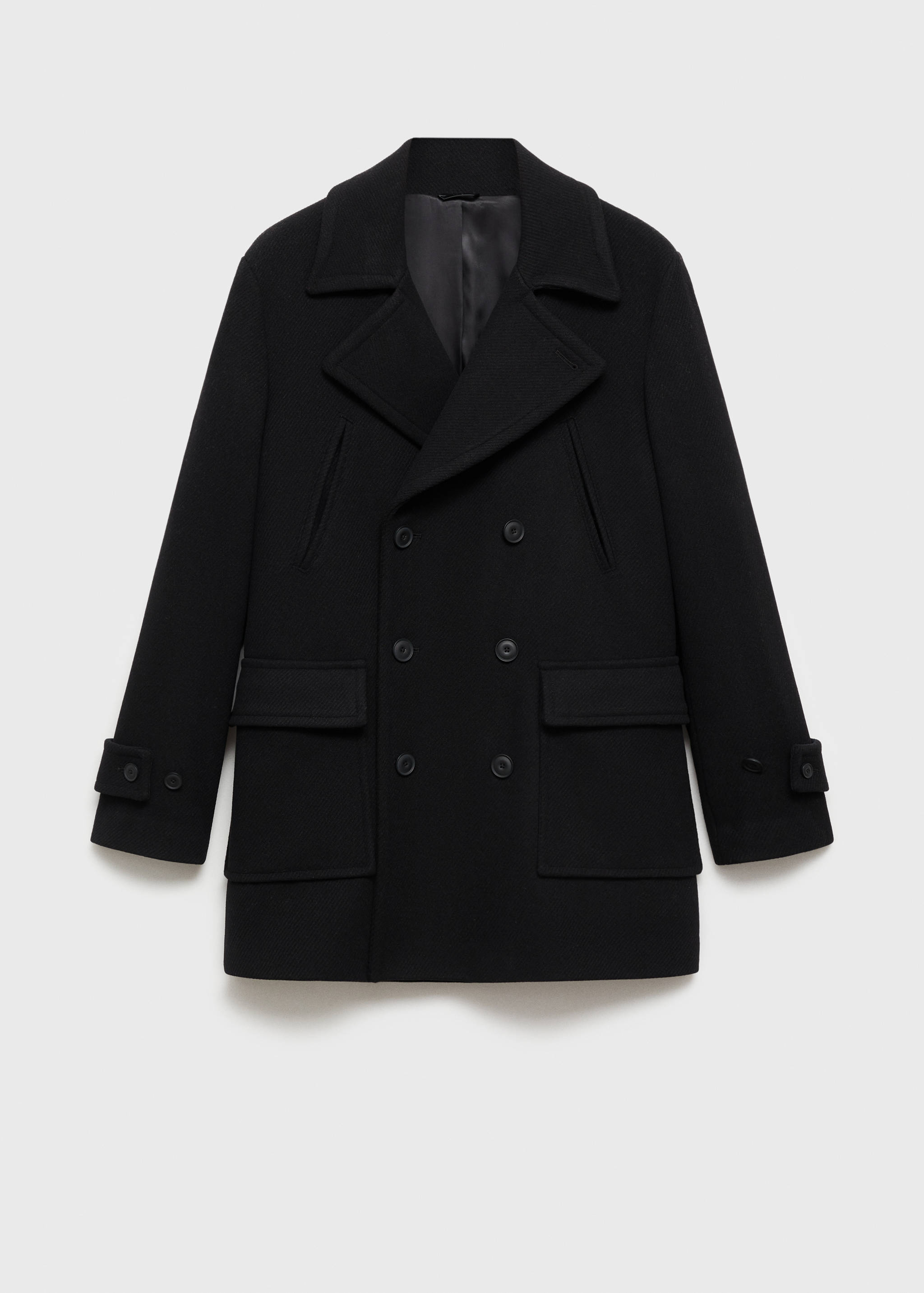 Recycled wool double-breasted coat - Article without model