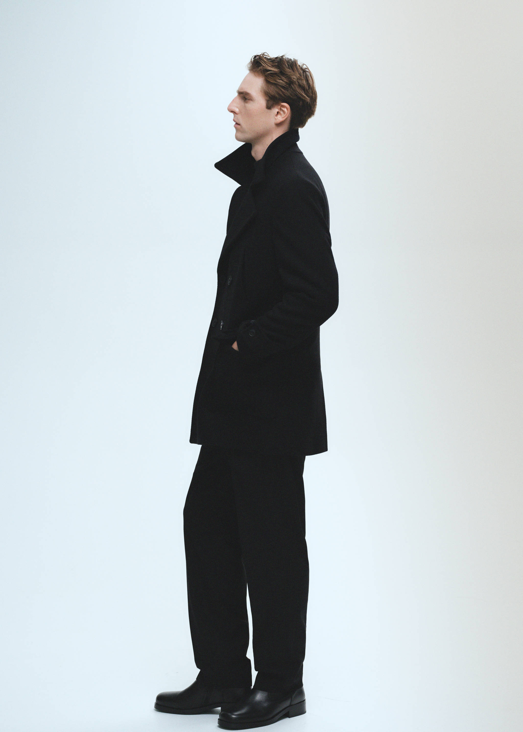 再生羊毛双排扣大衣 - null