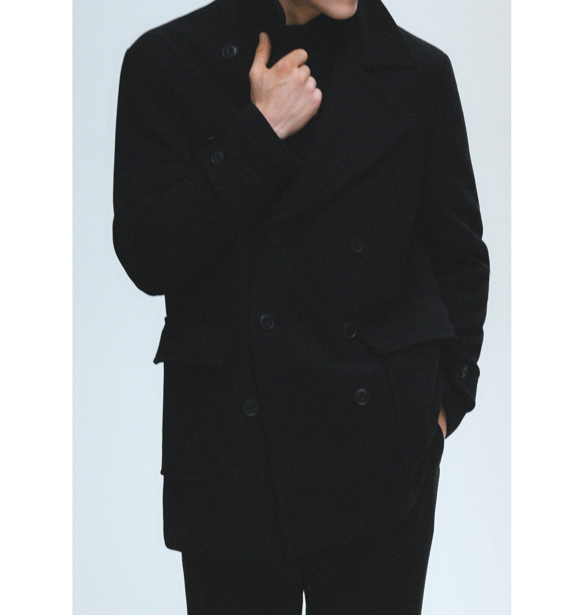 再生羊毛双排扣大衣 - null