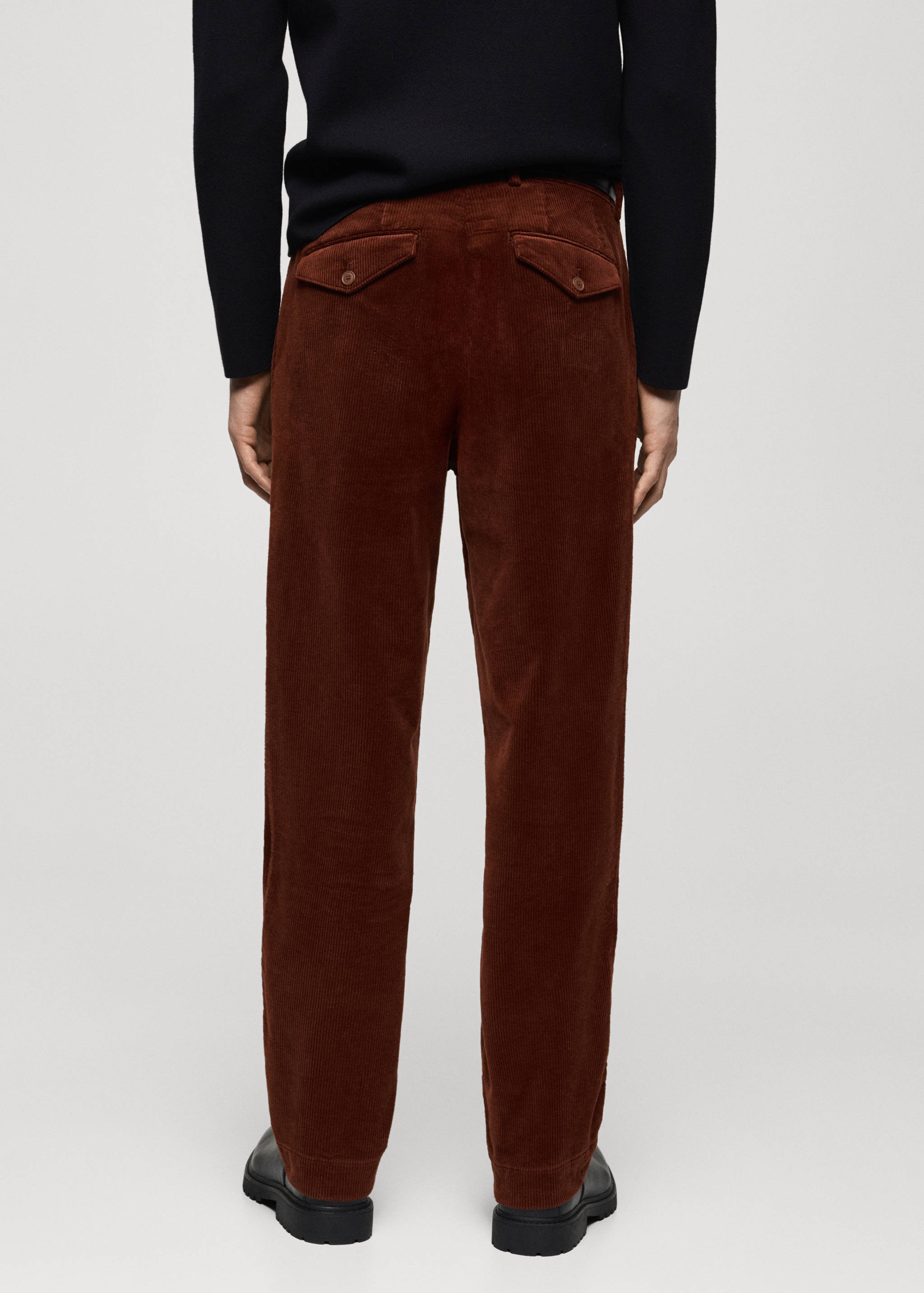 Corduroy straight-fit bandplooibroek - Achterkant van het artikel