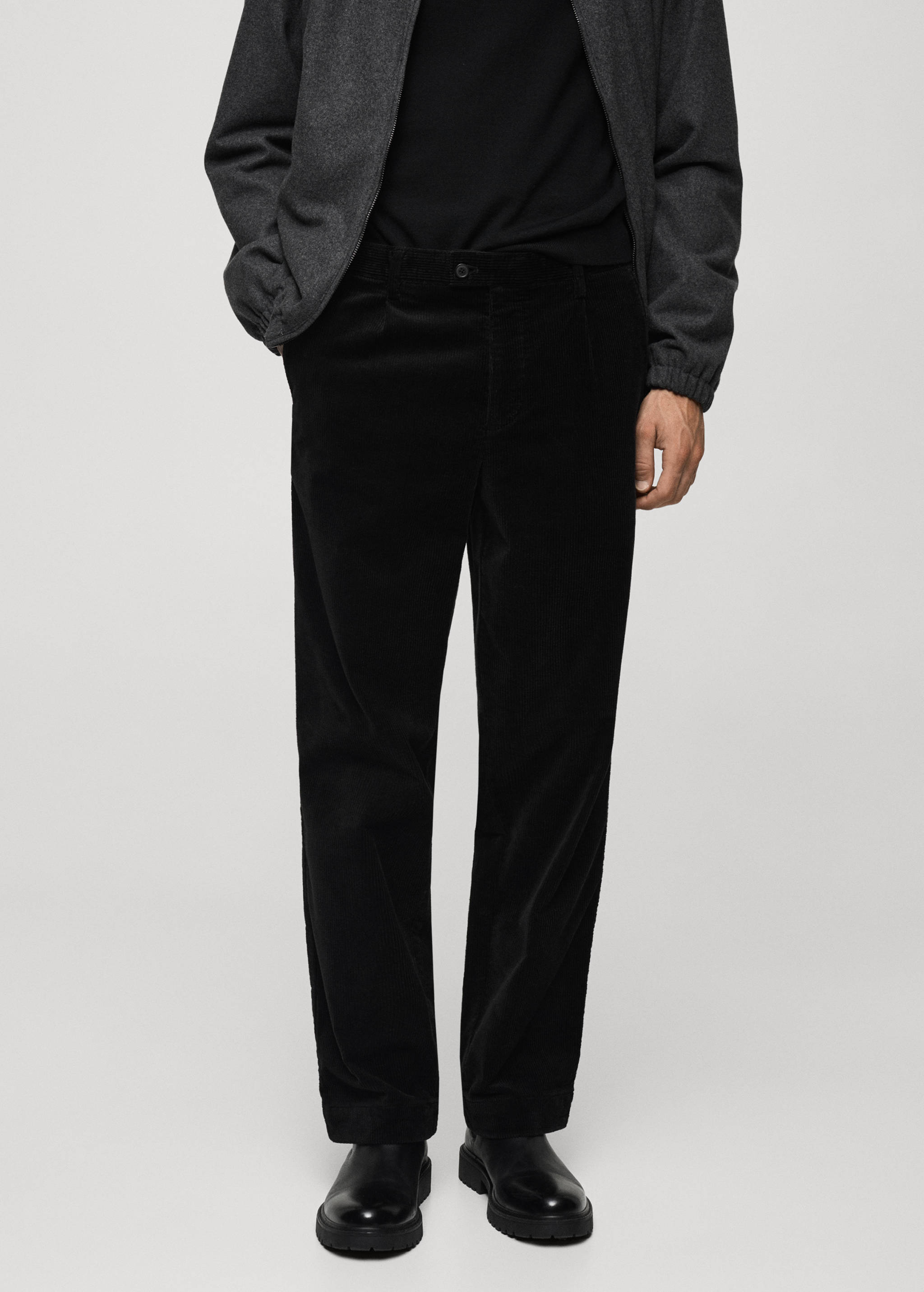 Corduroy straight-fit bandplooibroek - Middenvlak