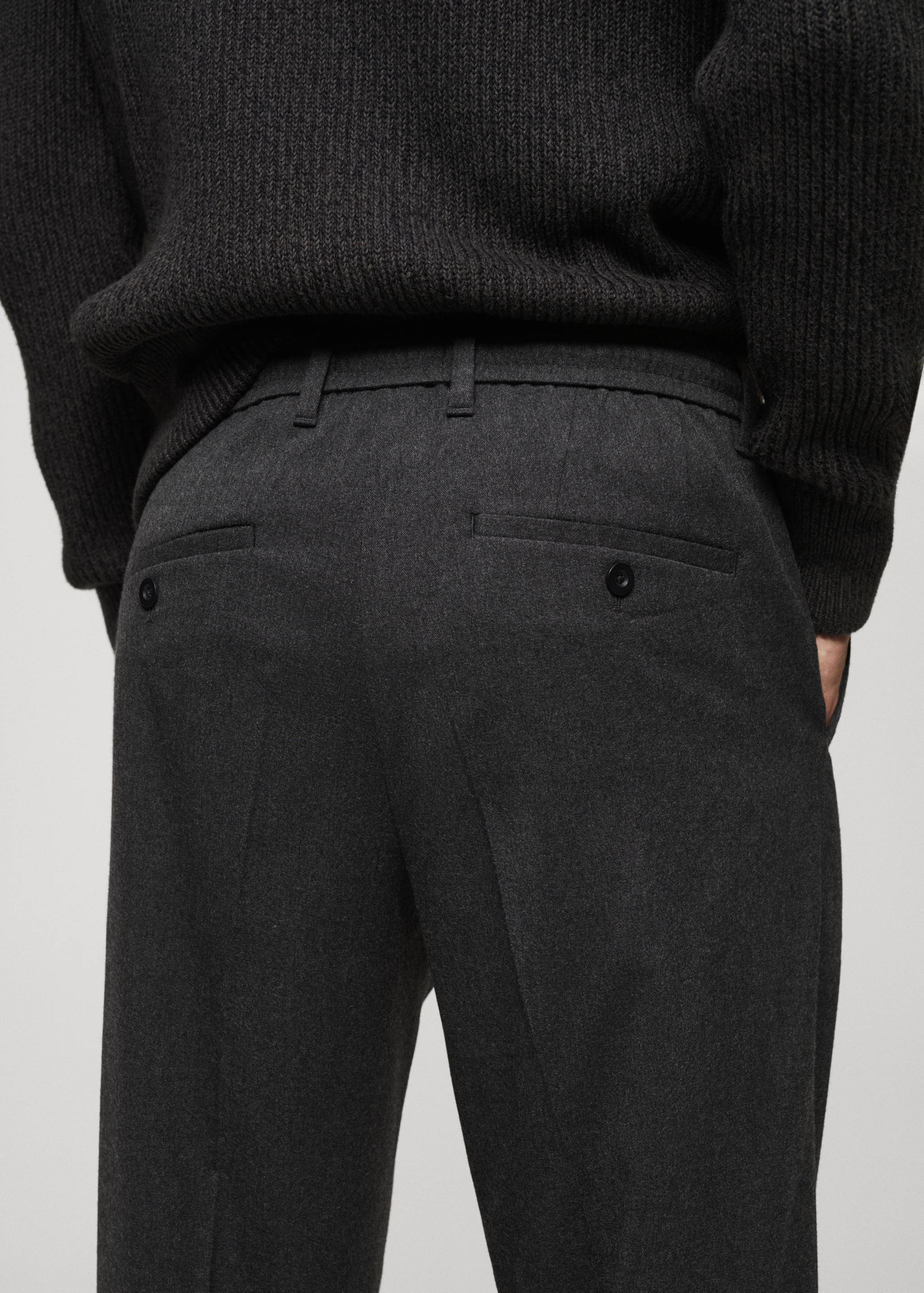 Regular fit cord pleated pants - Details of the article 6