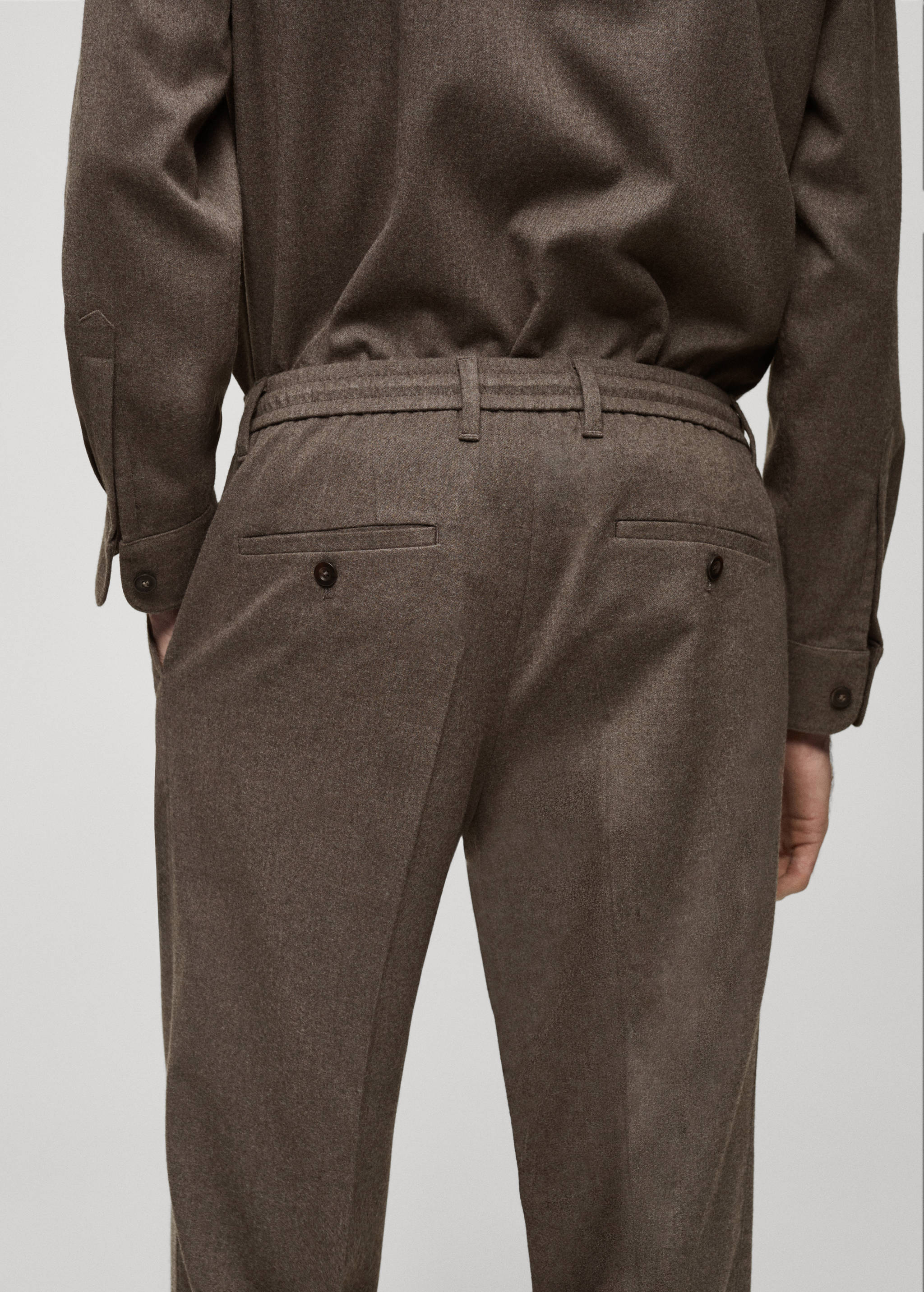 Regular fit cord pleated pants - Details of the article 3