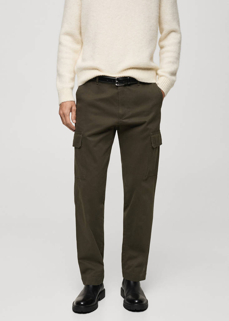 Straight-fit cargo trousers — Khaki