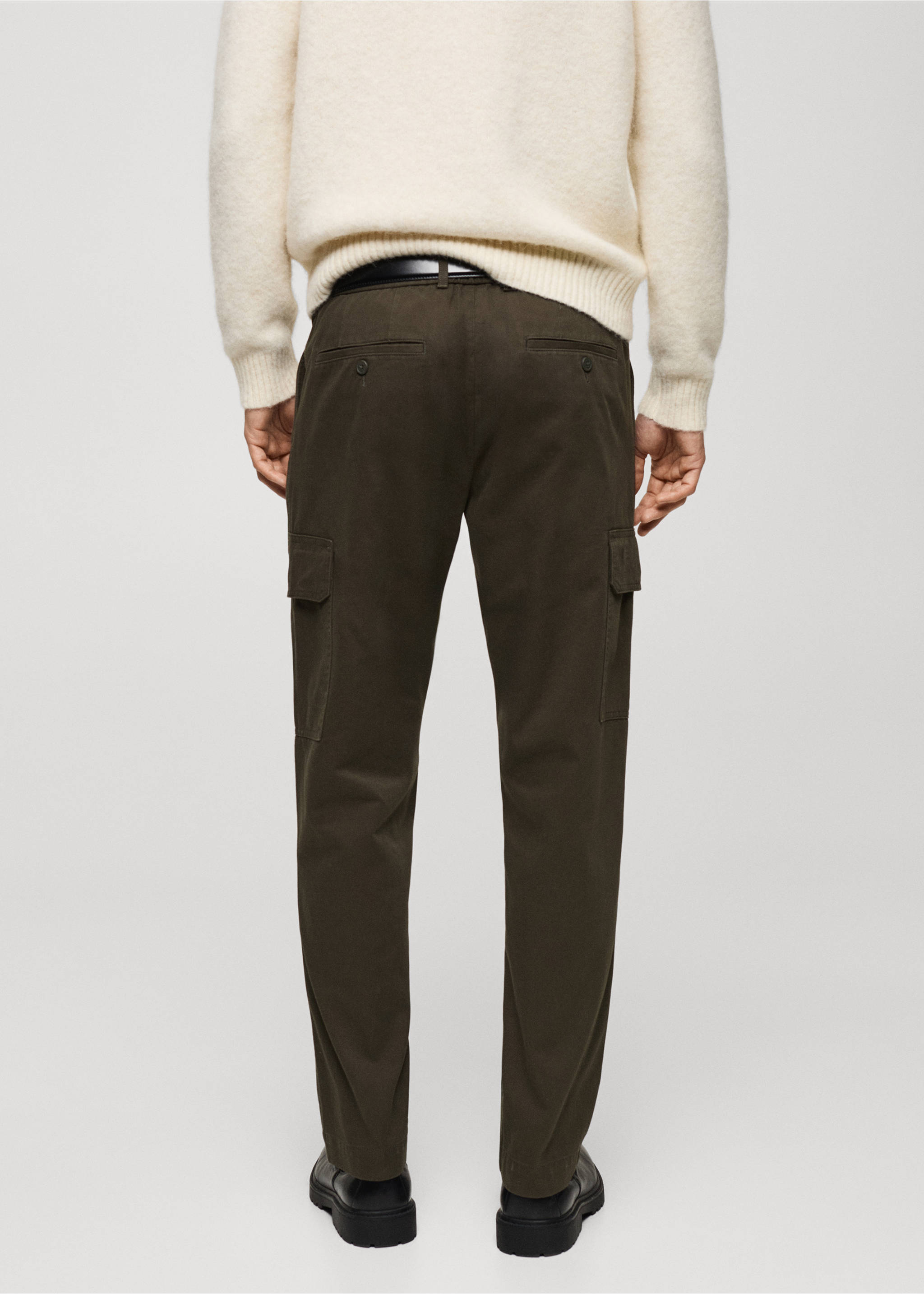 Pantalon cargo straight-fit - Verso de l’article, Kaki. Ref: 77017923-00.