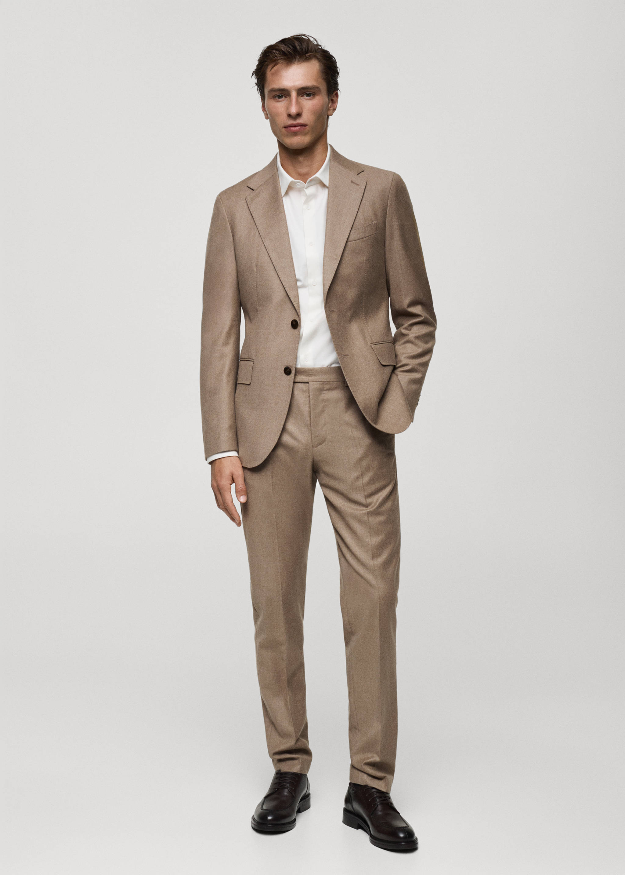 100% Italian virgin wool flannel suit trousers - General plane