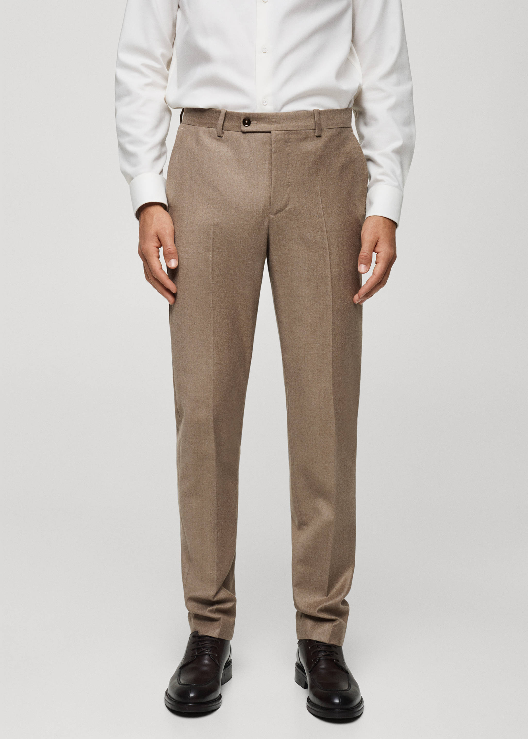 100% Italian virgin wool flannel suit trousers - Medium plane