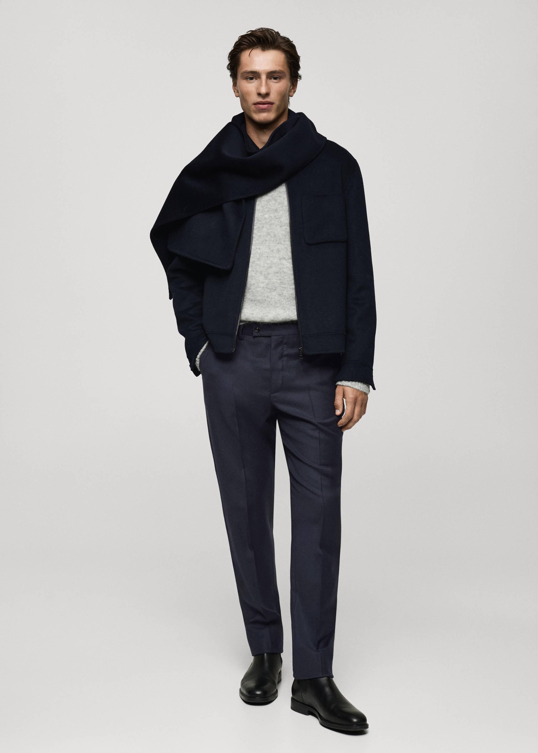 100% Italian virgin wool flannel suit trousers - General plane