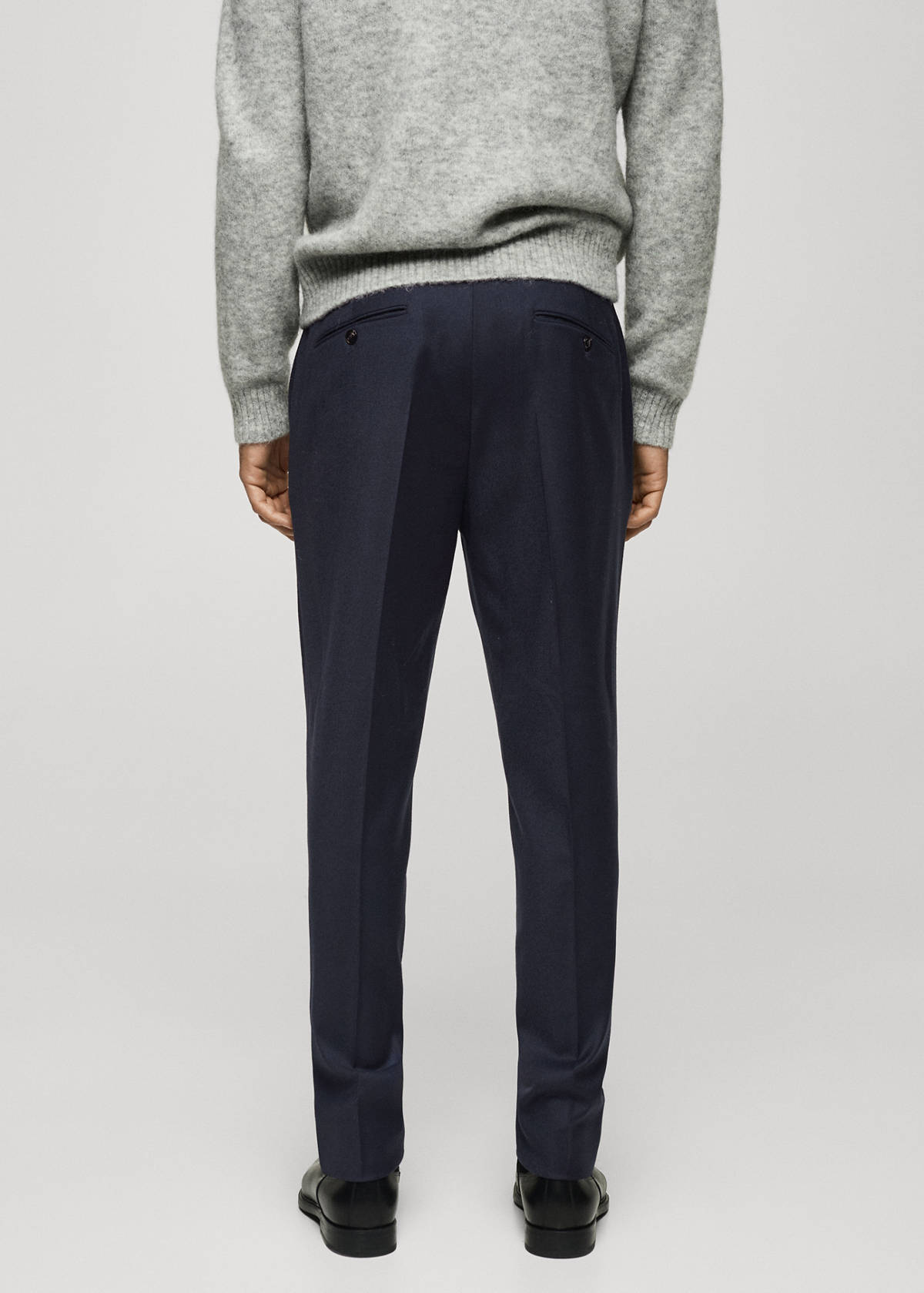 100% Italian virgin wool flannel suit trousers — Dark Navy