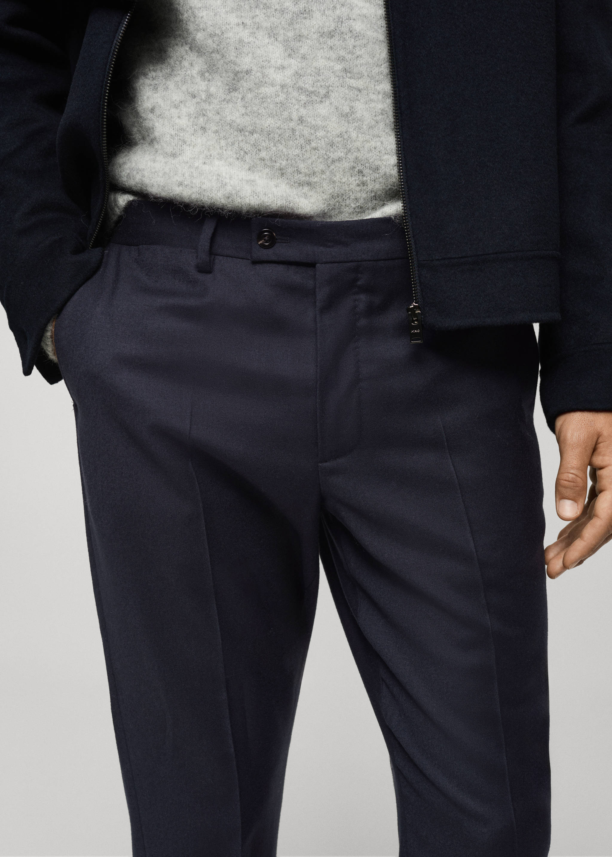 100% Italian virgin wool flannel suit trousers - Details of the article 1