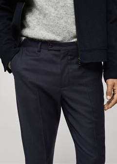 100% Italian virgin wool flannel suit trousers — Dark Navy 4