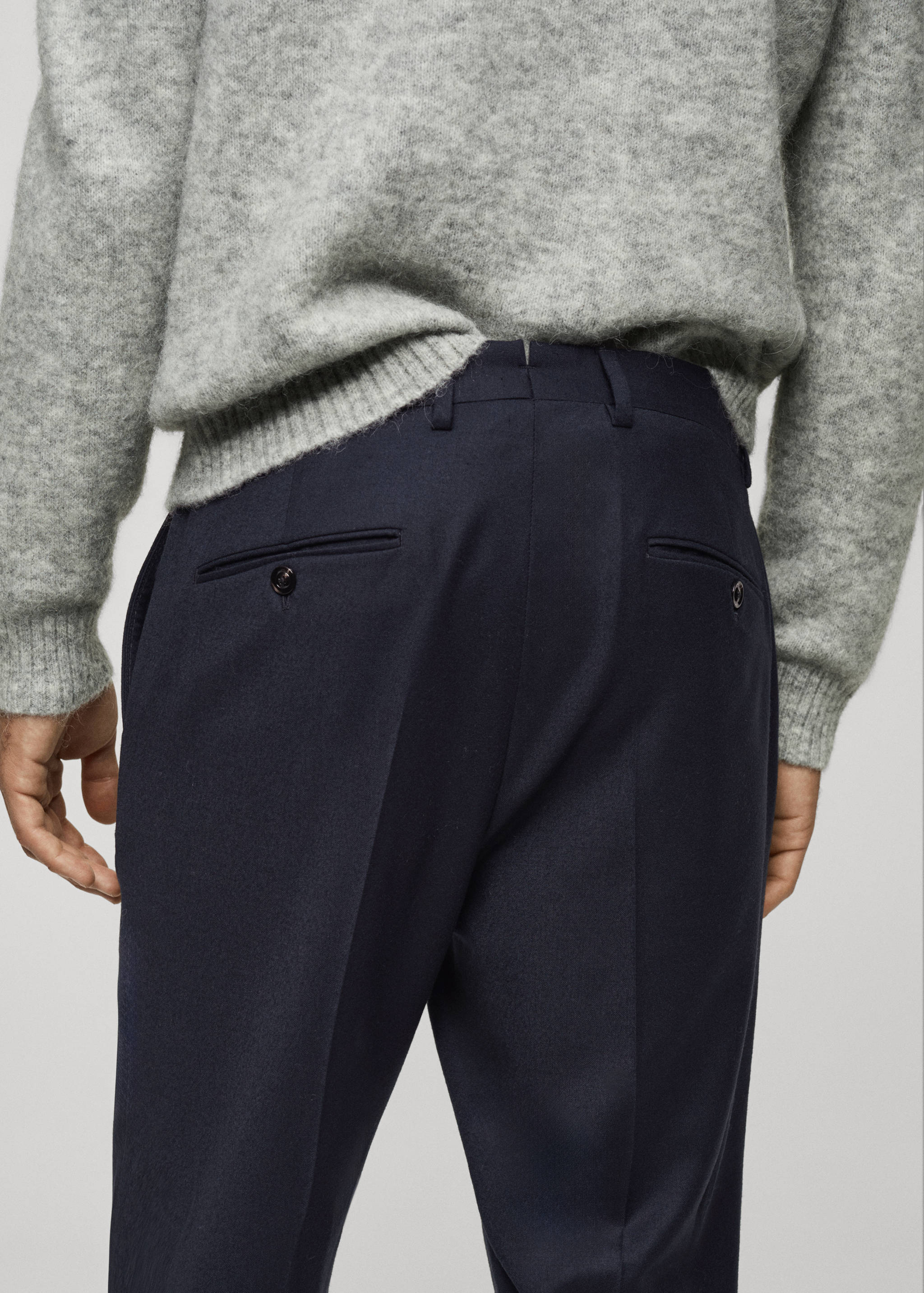 100% Italian virgin wool flannel suit trousers - Details of the article 2