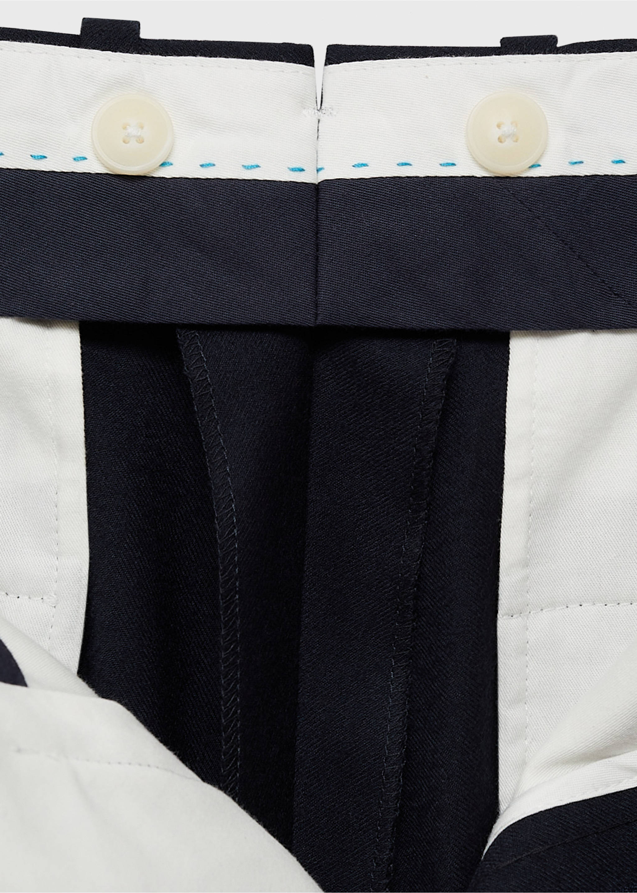 Pantalón traje franela 100% lana italiana - Detalle del artículo 0, Azul marino oscuro. Ref: 77017926-00.