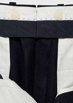 100% Italian virgin wool flannel suit trousers — Dark Navy 10
