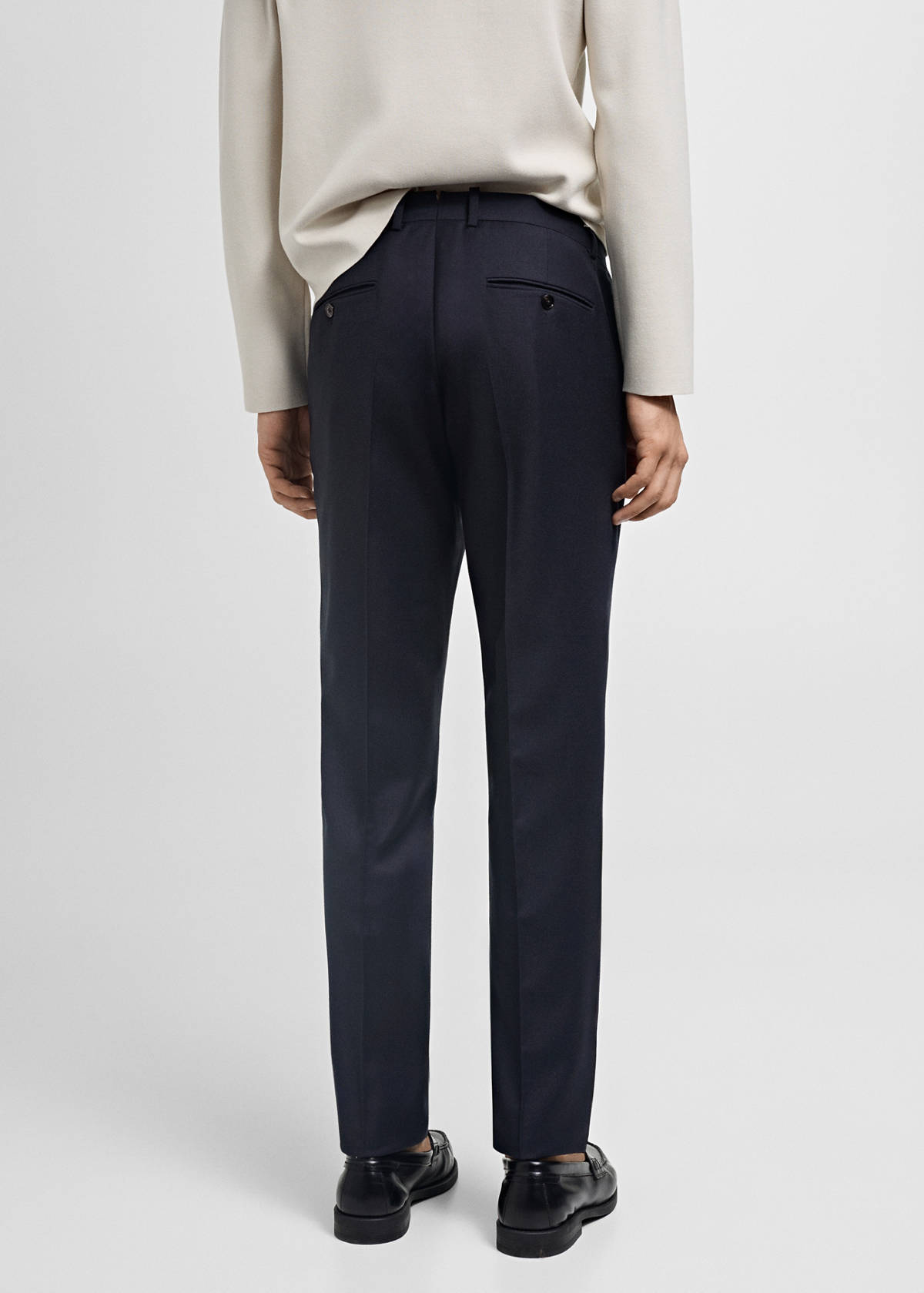 100% Italian virgin wool flannel suit trousers — Dark Navy