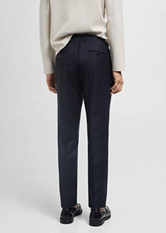 100% Italian virgin wool flannel suit trousers — Dark Navy 13