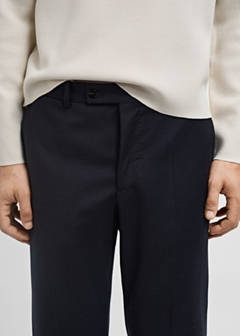 100% Italian virgin wool flannel suit trousers — Dark Navy 15
