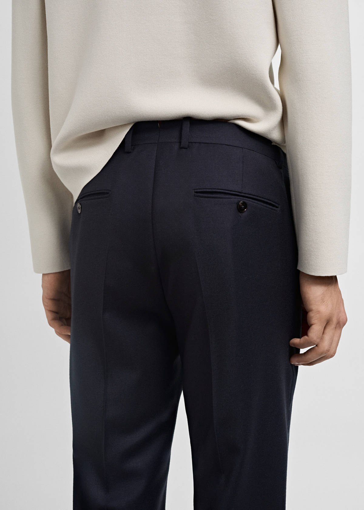 100% Italian virgin wool flannel suit trousers — Dark Navy