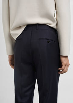 100% Italian virgin wool flannel suit trousers — Dark Navy 16