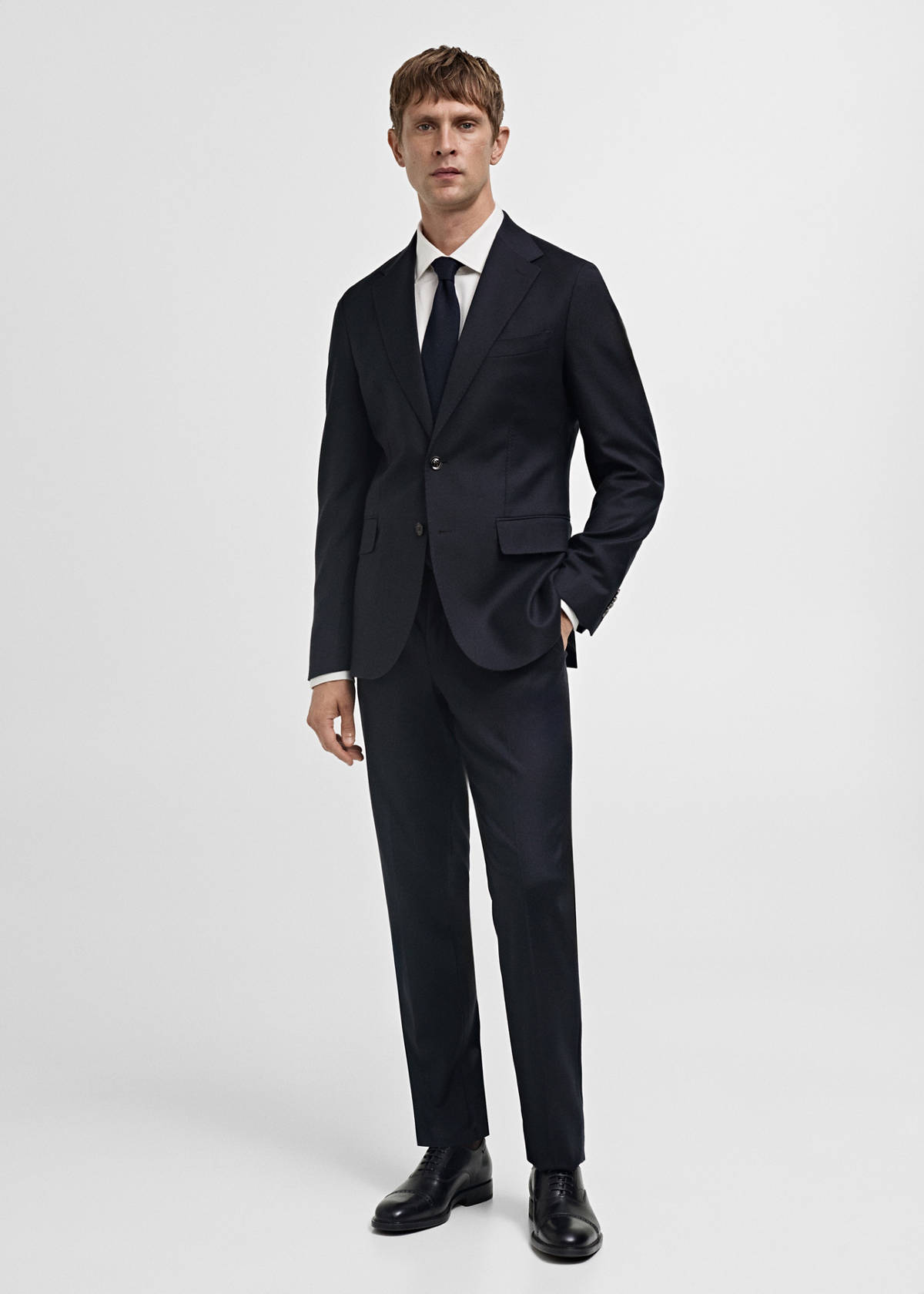 100% Italian virgin wool flannel suit trousers — Dark Navy