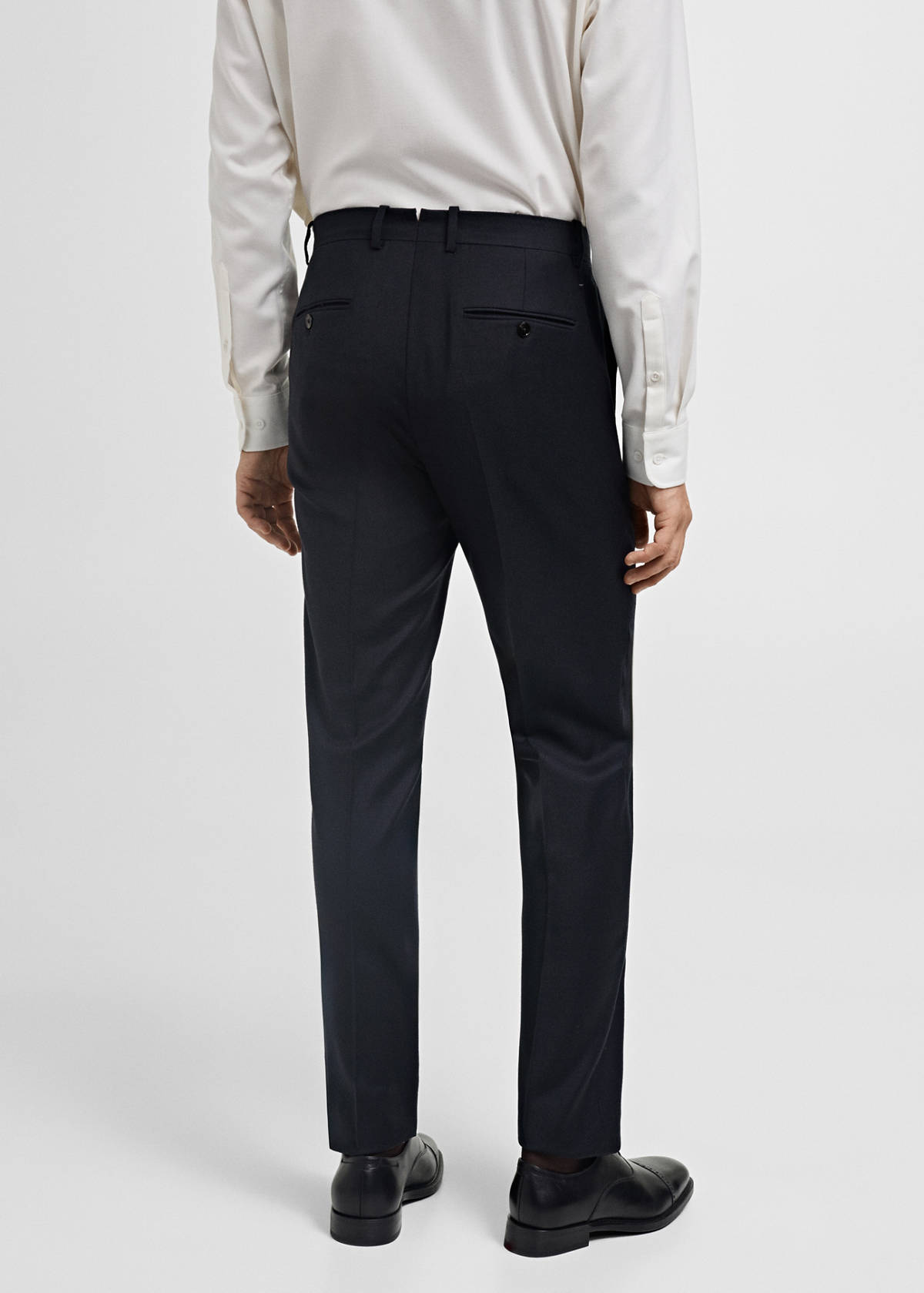 100% Italian virgin wool flannel suit trousers — Dark Navy