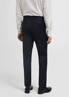 100% Italian virgin wool flannel suit trousers — Dark Navy 21