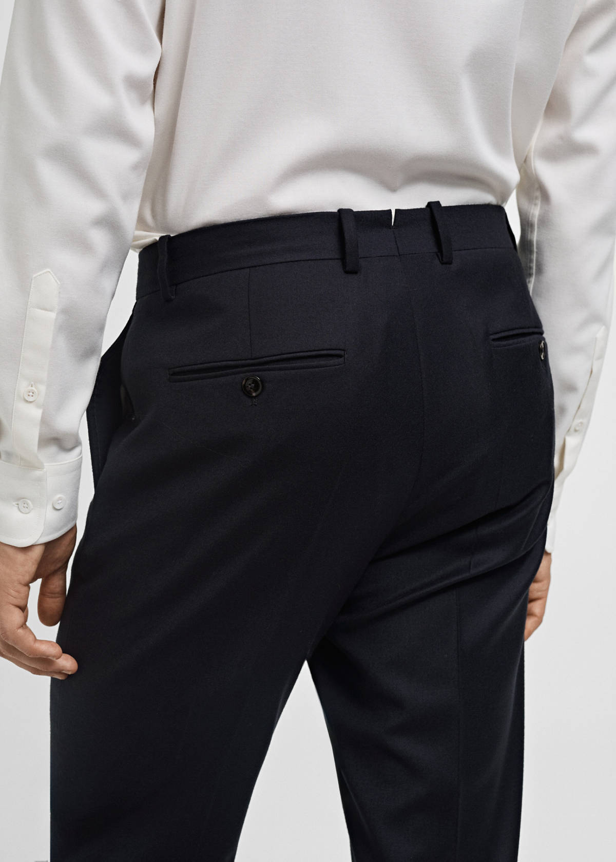100% Italian virgin wool flannel suit trousers — Dark Navy