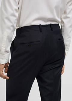 100% Italian virgin wool flannel suit trousers — Dark Navy 22