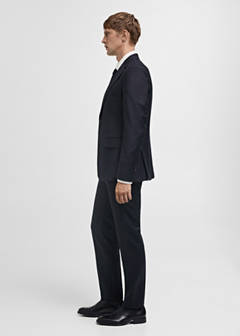 100% Italian virgin wool flannel suit trousers — Dark Navy 23