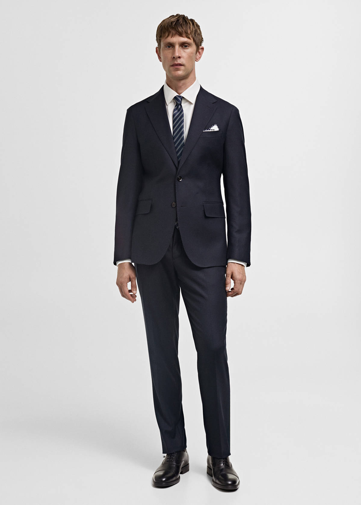 100% Italian virgin wool flannel suit trousers — Dark Navy