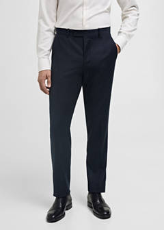 100% Italian virgin wool flannel suit trousers — Dark Navy 24