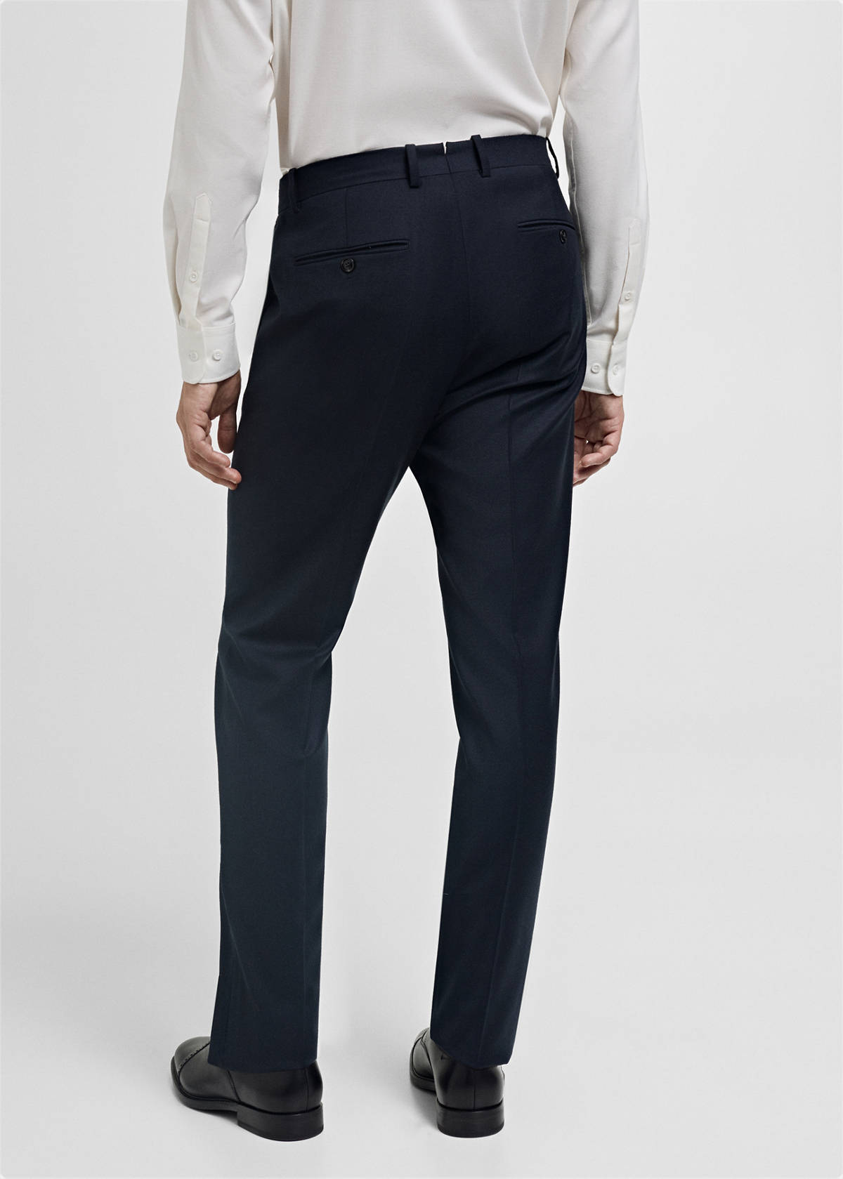 100% Italian virgin wool flannel suit trousers — Dark Navy