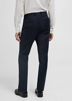 100% Italian virgin wool flannel suit trousers — Dark Navy 26