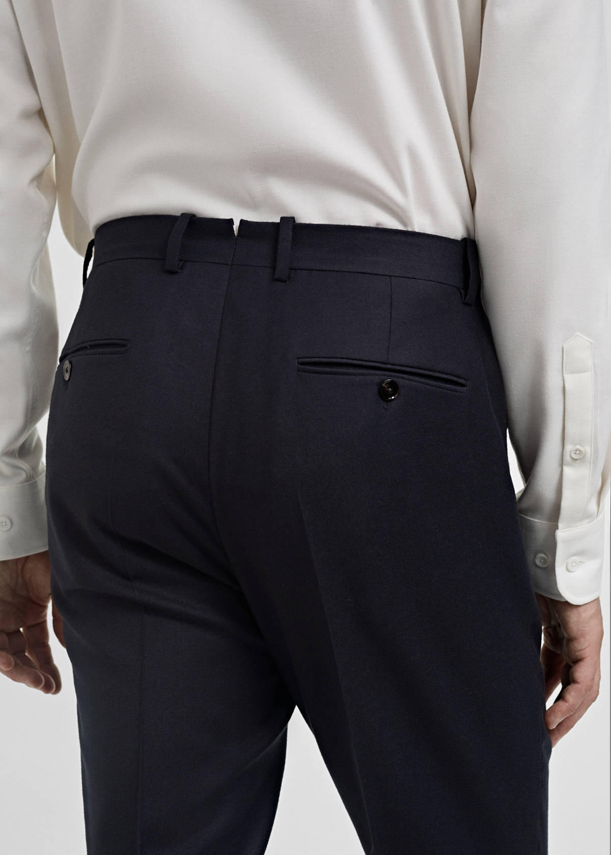 100% Italian virgin wool flannel suit trousers — Dark Navy