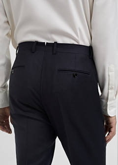 100% Italian virgin wool flannel suit trousers — Dark Navy 27